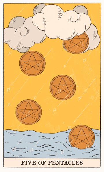 Петица Пентакли (Five of Pentacles) - Таро карта значение